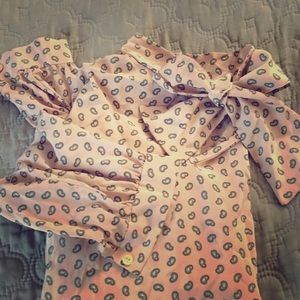 Vintage Paisley Tie Neck Blouse